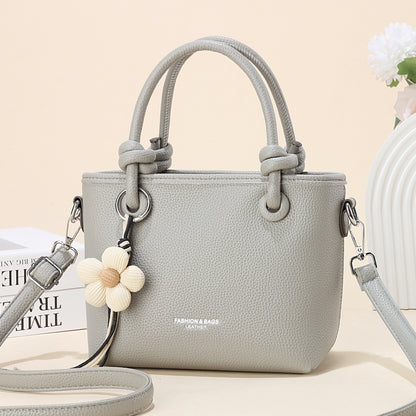 Women’s PU Mini Tote Bag with Flower Charm (9905)