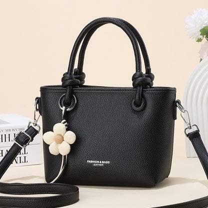 Women’s PU Mini Tote Bag with Flower Charm (9905)