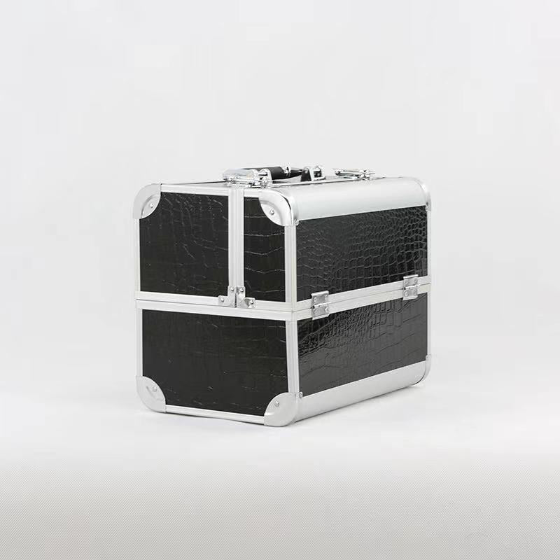 Aluminum Rolling Makeup Train Case with Cantilever Trays and Lock (6068)