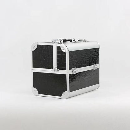 Aluminum Rolling Makeup Train Case with Cantilever Trays and Lock (6068)