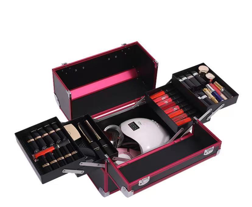 Professional Multi-Tier Nail &amp; Makeup Train Case with Lock (7715)