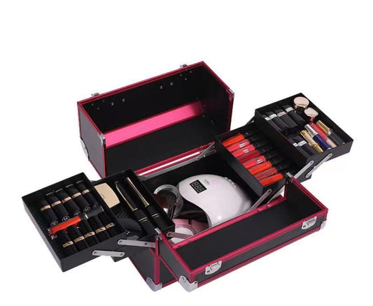 Professional Multi-Tier Nail &amp; Makeup Train Case with Lock (7715)