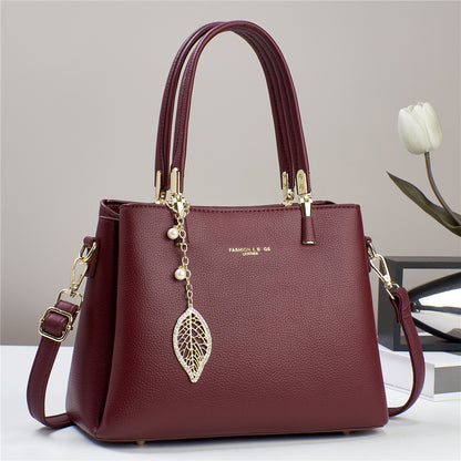 Women’s PU Shoulder Bag with Leaf Pendant (9631)