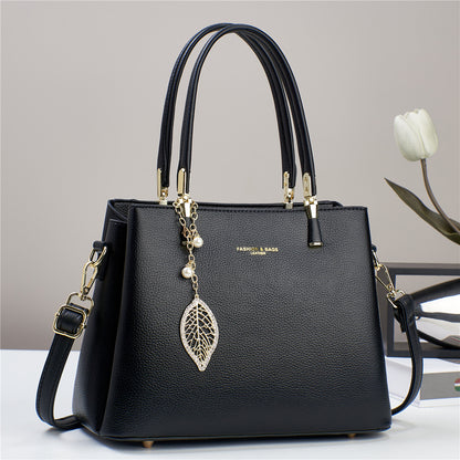 Women’s PU Shoulder Bag with Leaf Pendant (9631)