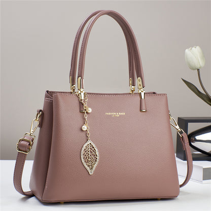 Women’s PU Shoulder Bag with Leaf Pendant (9631)