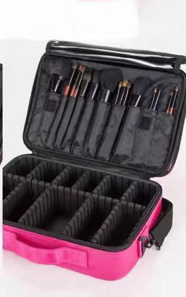 Professional Multi-Layer Adjustable Partition Makeup &amp; Cosmetic Train Case with Long Strap (9222)