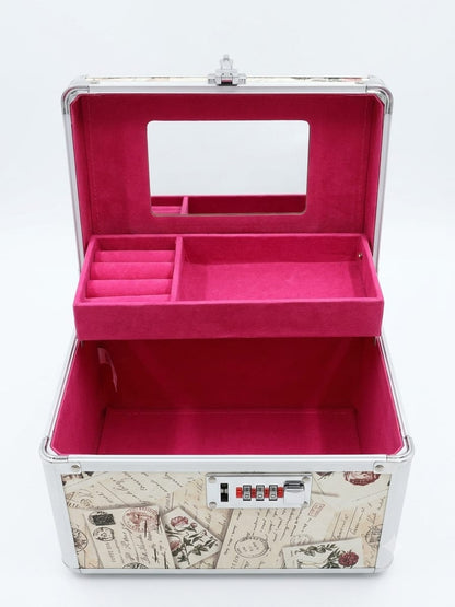 Vanity Box with Mirror & Combination Lock – Cosmetic & Jewellery Case-Small Size (8925)