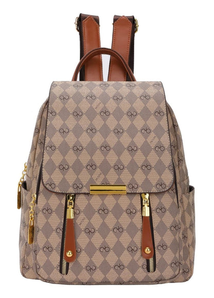 Monogram Chic Multi-Pocket Casual &amp; Travel Backpack (8018)
