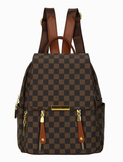 Monogram Chic Multi-Pocket Casual &amp; Travel Backpack (8018)