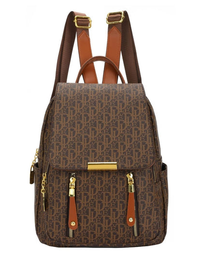 Monogram Chic Multi-Pocket Casual &amp; Travel Backpack (8018)