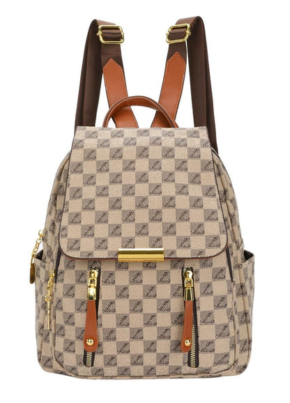 Monogram Chic Multi-Pocket Casual &amp; Travel Backpack (8018)