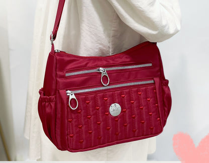 Multi-Pocket Quilted Nylon Crossbody Travel Bag with Adjustable Strap  (8756)