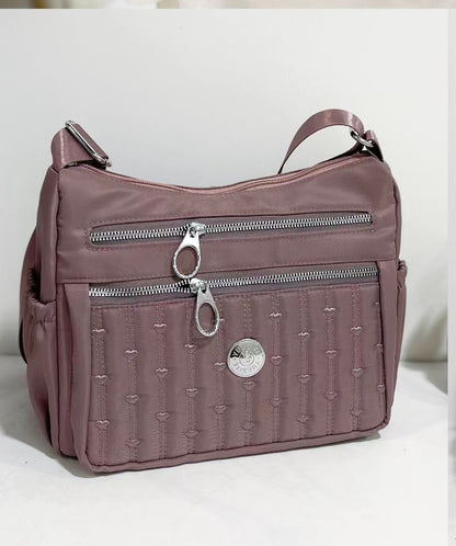Multi-Pocket Quilted Nylon Crossbody Travel Bag with Adjustable Strap  (8756)