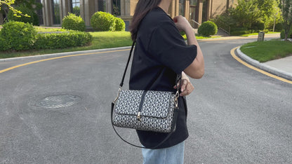 Chic Monogram Print Convertible Handbag &amp; Crossbody (8030)