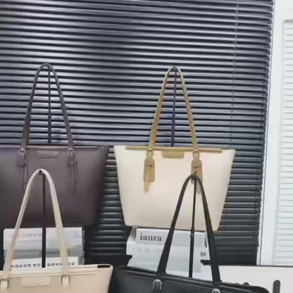 Classic Two-Tone Executive Shoulder Tote (8163)